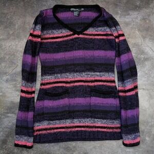 Vintage Ashley By 26 international Knit Striped Sweatshirt‎ Women's Medium Y2K